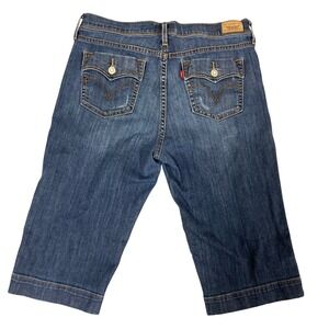Levis 515 Capri Jeans Womens 10 Blue Denim Cropped Mid Rise Button Flap Pockets